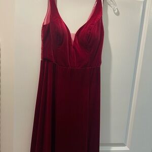 Azazie velvet maroon bridesmaid dress